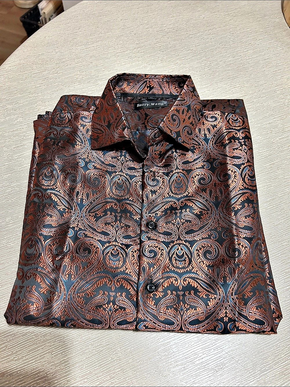 Barry.Wang Men's Paisley Silk Blend Shirt Size Medium Like New